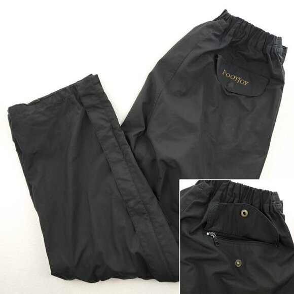 FootJoy DryJoys Golf Rain Pants Black Tear Away Zippered Snaps Men's Large - Picture 5 of 12
